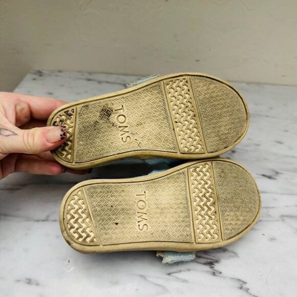 TOMS Blue Bow Slip On Shoes Toddler Girls Size 7 - Picture 7 of 8